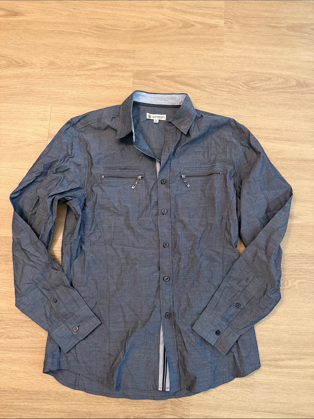 Smash Men’s Navy Button-Down Casual Shirt